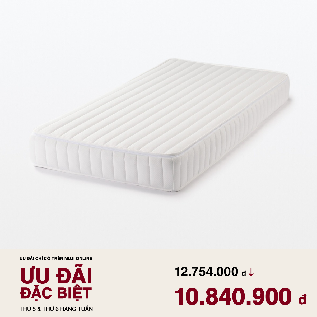 MUJI Nệm Lò Xo Túi Tiêu Chuẩn - Hỗ Trợ Nâng Đỡ Cơ Thể - Q