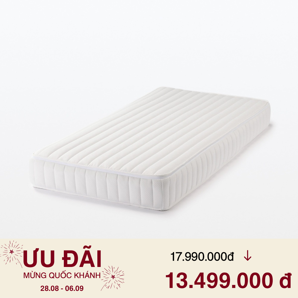 MUJI Nệm Lò Xo Túi Mật Độ Cao - Hỗ Trợ Nâng Đỡ Cơ Thể - King