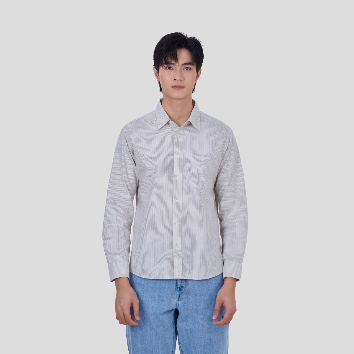 MUJI Áo Sơ Mi Oxford Nam Tay Dài Dáng Gọn (trơn)