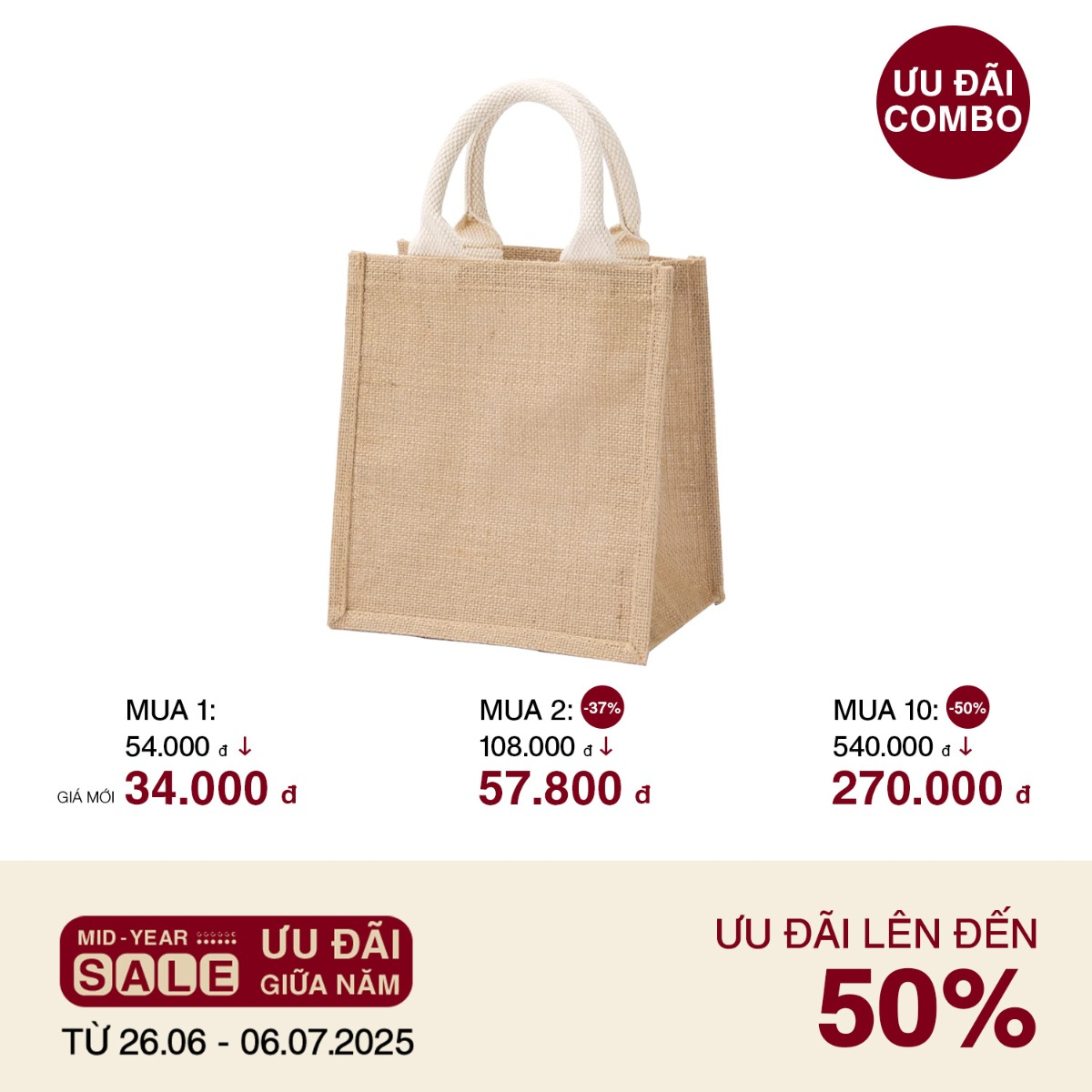 Túi My Bag A6 Vải Sợi Đay