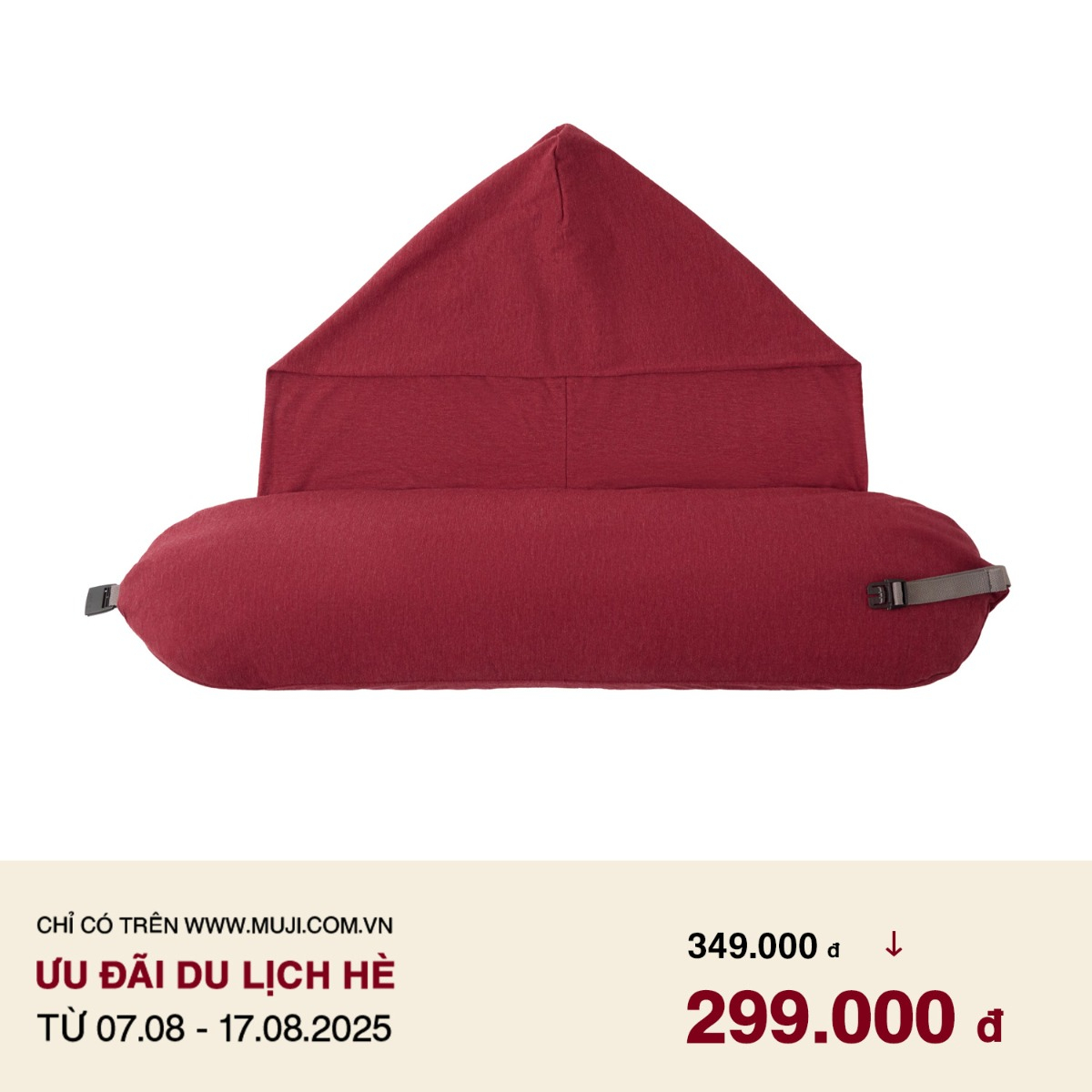 MUJI Gối Kê Cổ Du Lịch - Đỏ Kèm Mũ