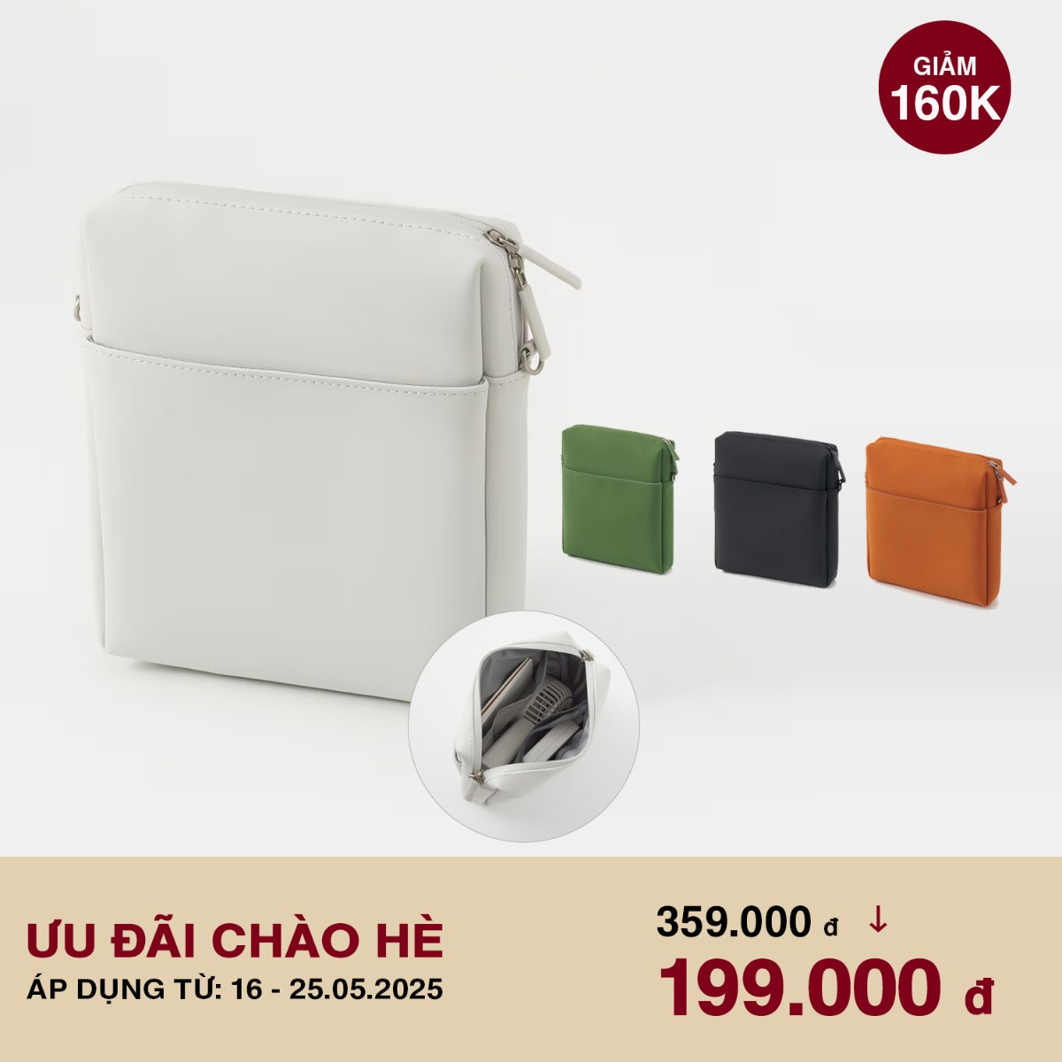 MUJI Túi Tiện Ích Đựng Phụ Kiện Vuông Loại Dọc Màu Xanh Rêu M