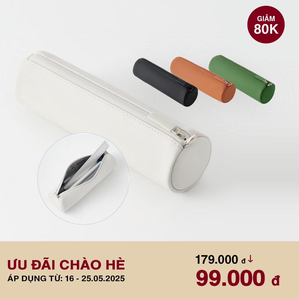MUJI Túi Đựng Bút Hình Trụ - Xanh Rêu