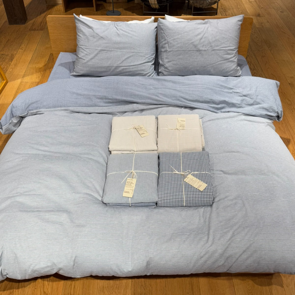 Bộ Vỏ Chăn Gối Nệm Dệt Trơn Caro / Q, Màu Be MUJI