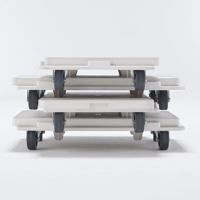 MUJI 4-Side Connectable Polypropylene Wheeled Platform - White grey
