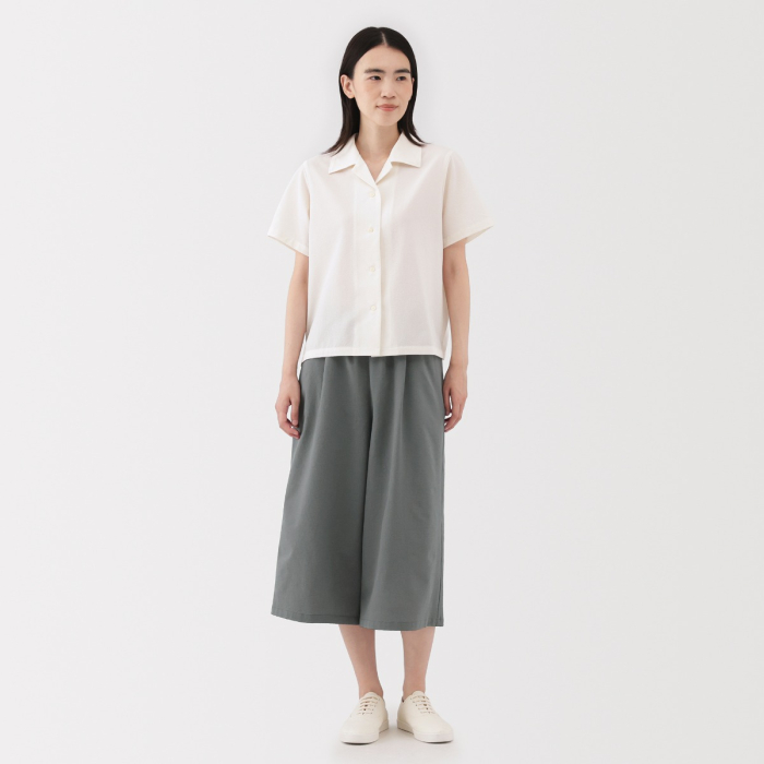 MUJI W'S Breathable Seersucker Easy Cropped Pants(Asean)