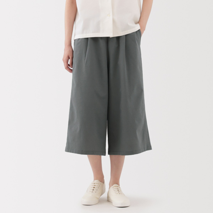 MUJI W'S Breathable Seersucker Easy Cropped Pants(Asean)