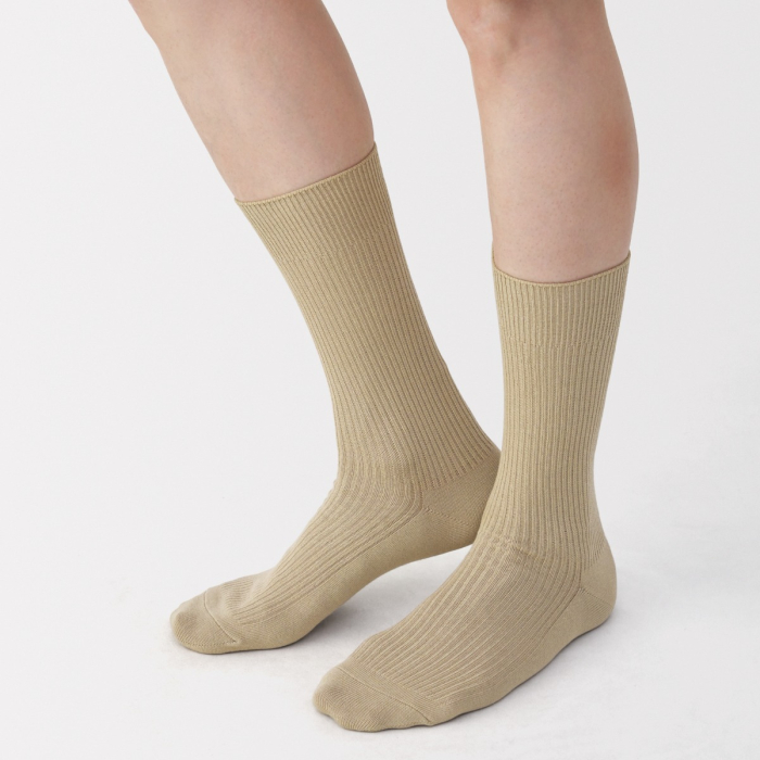 MUJI M'S Right Angle Anti-Slip-Fit Ribbed Socks
