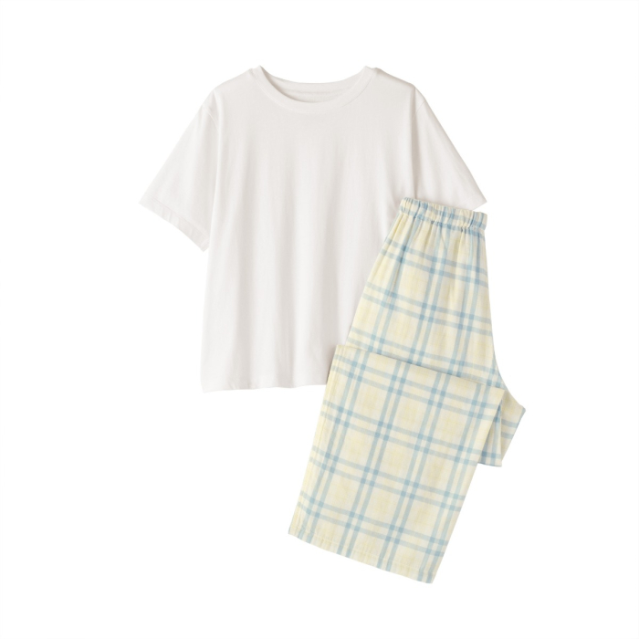MUJI W'S S/S Tops With Double Gauze Long Pants (Asean)