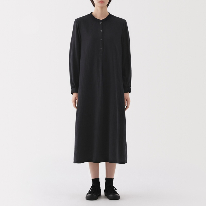 美品✨ 【SUKU HOME】DRESSING GOWN ブラック S Ｍ W's Kapok Blend Double Gauze L/S Dress MUJI
