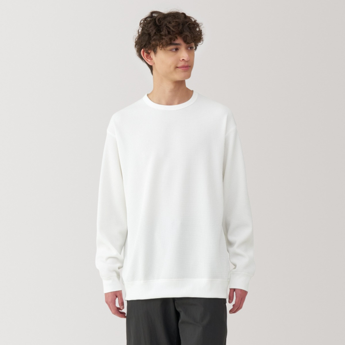 M's Uv Protection Quick Dry Waffle Crew Neck L/slv T-shirt MUJI