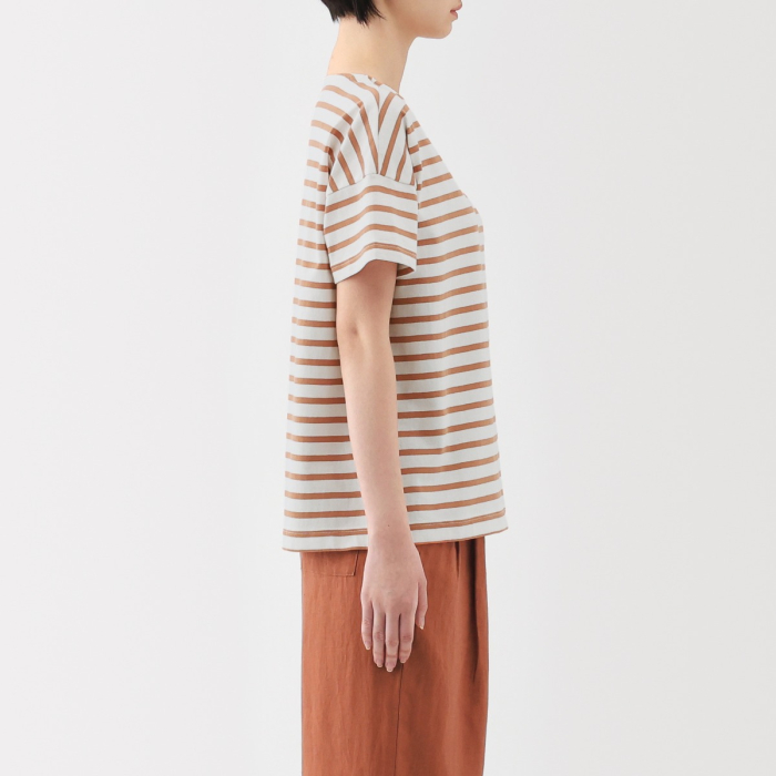 W's Striped Boat Neck S/slv T-shirt MUJI