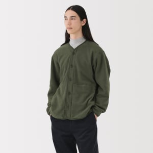 MUJI Áo Cardigan Vải Fleece Tái Chế