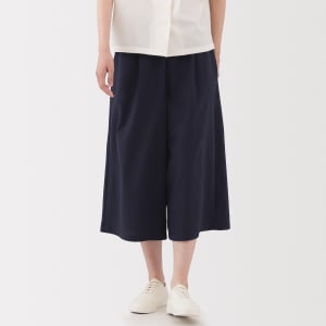 MUJI Quần Nữ Dáng Lửng Vải Seersucker Thoáng Khí
