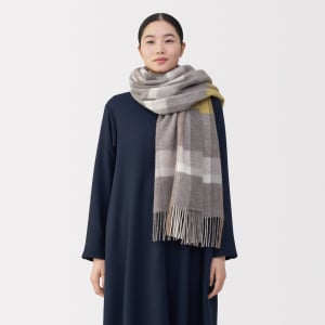 MUJI Khăn Choàng Len Mềm Cỡ Lớn Có Họa Tiết