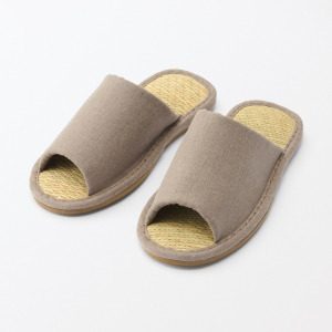 MUJI Dép Cói Igusa Hở Mũi - Xám Than - M