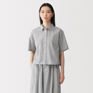 MUJI Áo Sơ Mi Tay Ngắn Vải Cool Touch