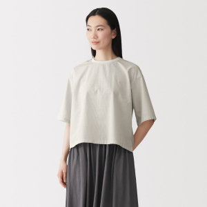 MUJI Áo Blouse Tay Ngắn Vải Cool Touch