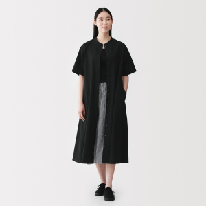 MUJI Đầm Sơ Mi Tay Ngắn Vải Cool Touch