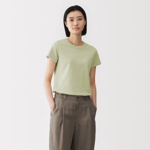 MUJI Áo Thun Nữ Pha Linen Tay Ngắn