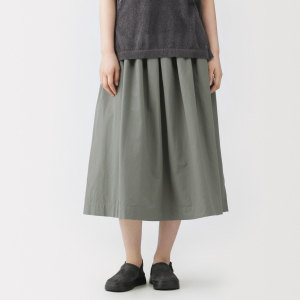 MUJI Labo Chân Váy Pha Cotton Và Sợi Washi Xếp Ly