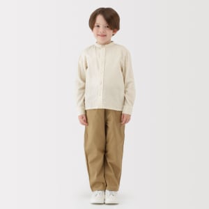 MUJI Áo Sơ Mi Cổ Đứng Vải Double Gauze Dài Tay - Trẻ Em