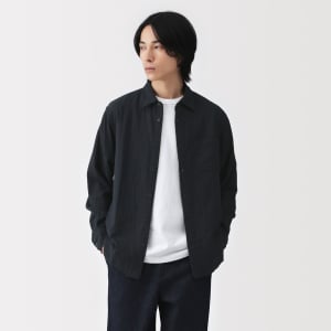 MUJI Áo Sơ Mi Nam Vải Kapok Double Gauze Tay Dài