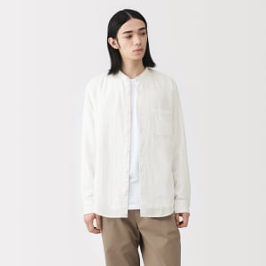 MUJI Áo Sơ Mi Nam Vải Kapok Double Gauze Cổ Trụ Tay Dài