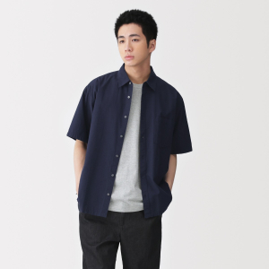MUJI Áo Sơ Mi Nam Vải Cool Touch Tay Ngắn
