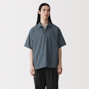MUJI Áo Polo Nam Dệt Thoáng Khí Tay Ngắn