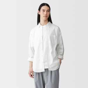MUJI M'S Washed Broadcloth L/Slv Shirt