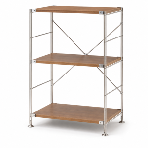 MUJI Kệ Gỗ Óc Chó Khung Inox - M