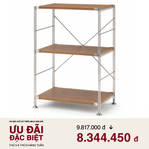 MUJI Kệ Gỗ Óc Chó Khung Inox - M