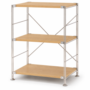 MUJI Kệ Gỗ Sồi Khung Inox - S