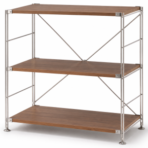MUJI Kệ Gỗ Óc Chó Khung Inox - Rộng S