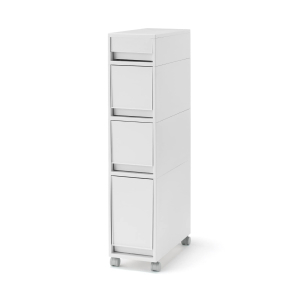 MUJI Tủ Stocker Nhựa Có Bánh Xe 2 - Xám Trắng