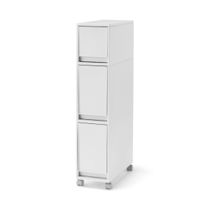 MUJI Tủ Stocker Nhựa Có Bánh Xe 1 - Xám Trắng