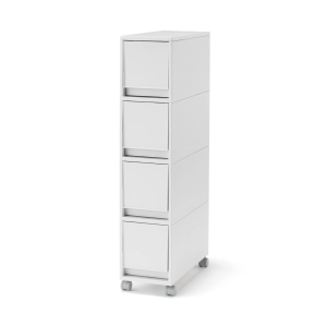 MUJI Tủ Nhựa 4 Tầng Có Bánh Xe - Xám Trắng