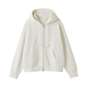 MUJI Áo Hoodie Nữ Vải French Terry Khóa Kéo