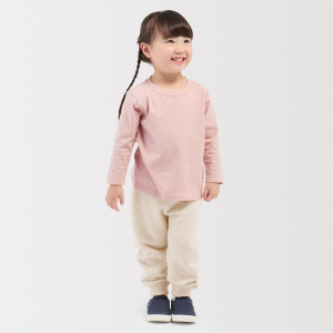 MUJI Áo Thun Cotton Cổ Tròn Trơn Tay Dài - Em Bé