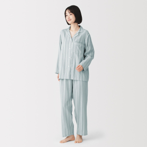 MUJI Bộ Đồ Ngủ Tay Dài Vải Double Gauze Không Đường May Bên - Nữ