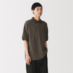MUJI Áo Polo Nam Vải Waffle Tay Ngắn