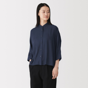 MUJI Áo Sơ Mi Nữ Vải Cupra Blended Tay 3/4