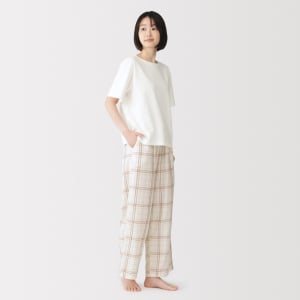 MUJI Bộ Mặc Nhà Vải Xô 2 Lớp Tay Ngắn - Nữ