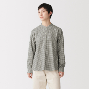 MUJI Áo Blouse Nữ Vải Flannel Tay Dài