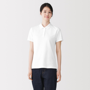 MUJI Áo Polo Nữ Vải Pique Washed Tay Ngắn