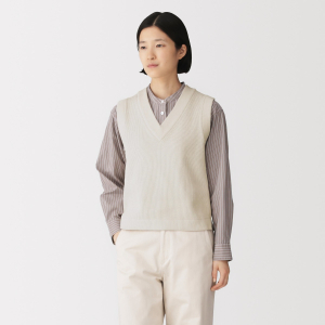 MUJI Áo Gile Nữ Cổ Chữ V Cir