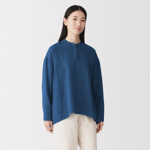 MUJI Áo Blouse Nữ Vải Kapok Tay Dài