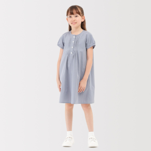 MUJI Đầm Vải Mát Lạnh Broadcloth Tay Ngắn-trẻ Em