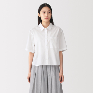 MUJI Áo Sơ Mi Nữ Vải Cool Touch Tay Ngắn